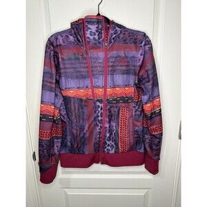 The North Face Fleece Lined Jacket Purple Geometric Animal SP EUC